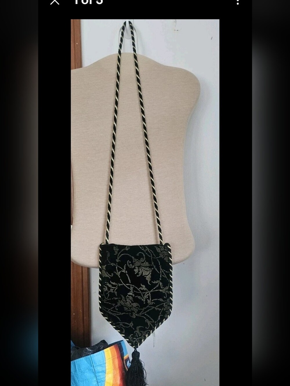 VTG Francesca G Roma Handmade Italian Evening Bag Velvet Gold Brocade Pouch